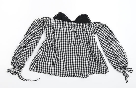 New Look Womens Multicoloured Check Basic Blouse Size 8