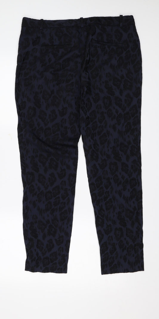 Zara Womens Blue Floral Trousers Size M L28 in