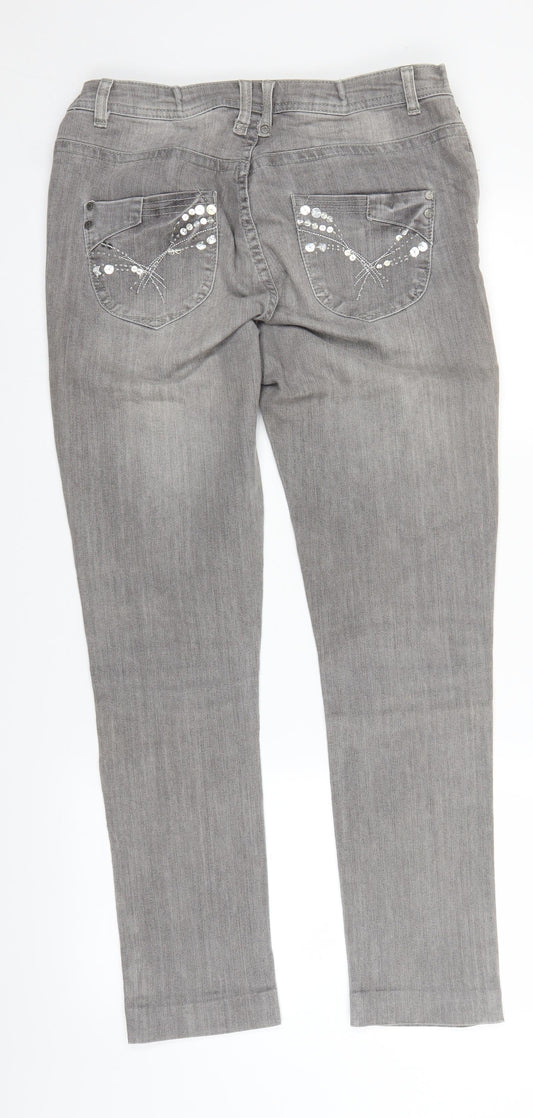 M&Co Womens Grey Denim Skinny Jeans Size 12 L26 in