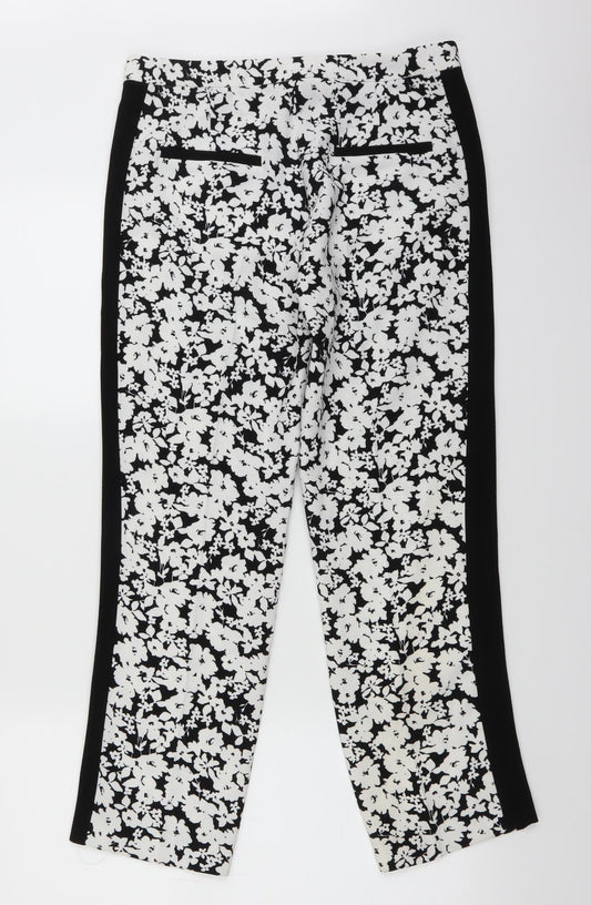 Reggie Design Womens White Floral Trousers Size 30 in L26 in