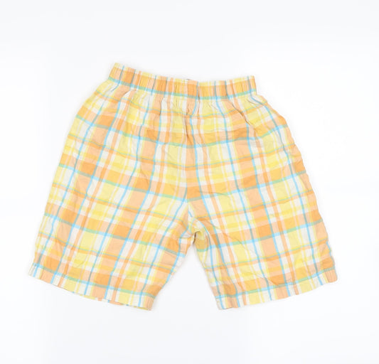 M&S Girls Yellow Check Mom Shorts Size 9 Years