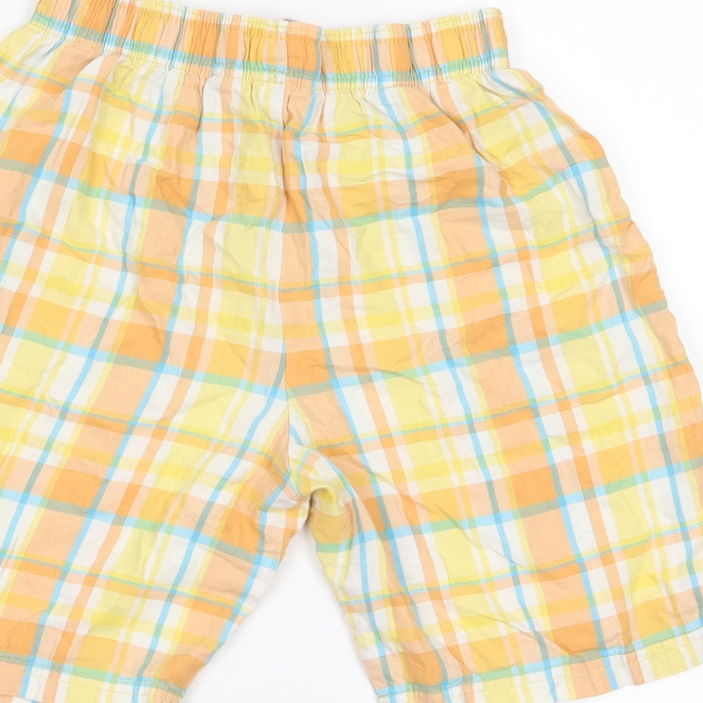 M&S Girls Yellow Check Mom Shorts Size 9 Years