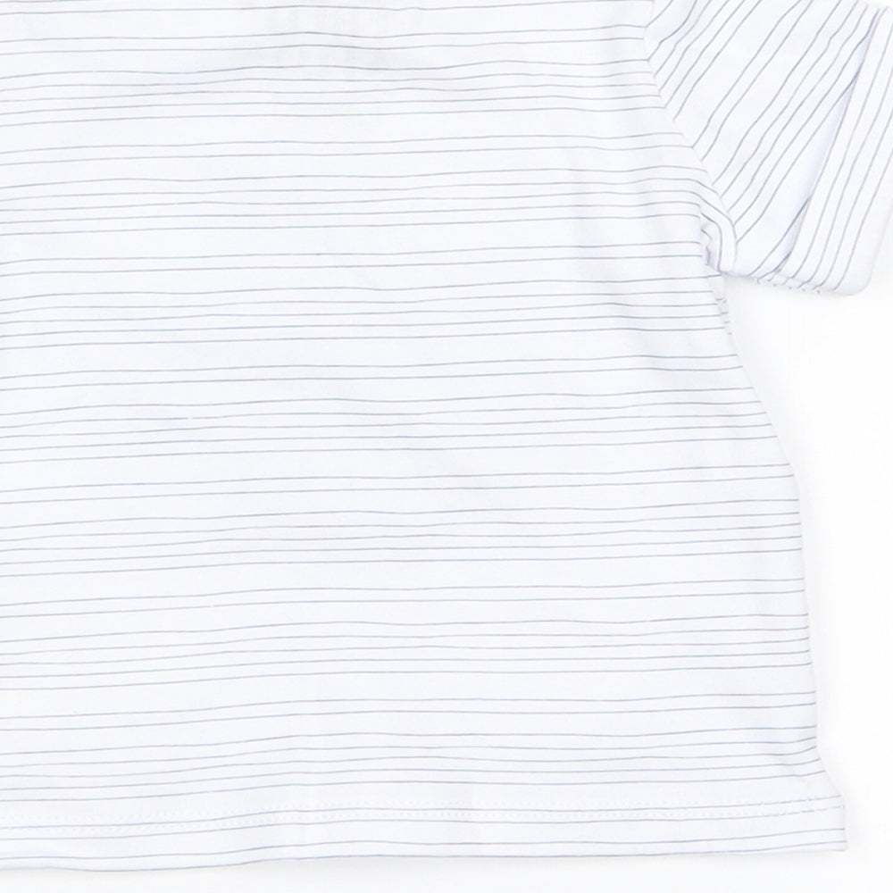 fred flo Baby White Striped Basic T-Shirt Size 0-3 Months - lion