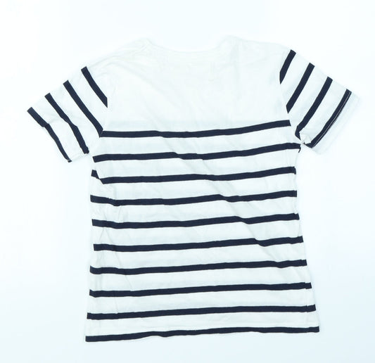 River Island Girls White Striped Basic T-Shirt Size 5-6 Years