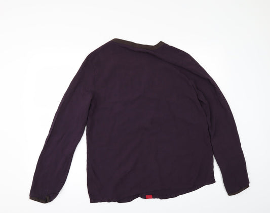 e d c Womens Purple Ringer Blouse Size L