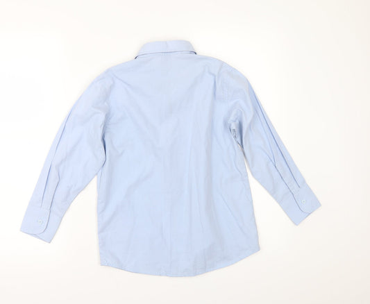 Shiny Penny Boys Blue Basic Button-Up Size 7-8 Years
