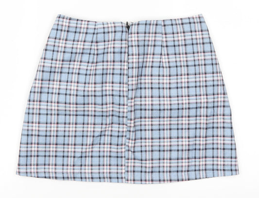 Preworn Womens Blue Check A-Line Skirt Size XS