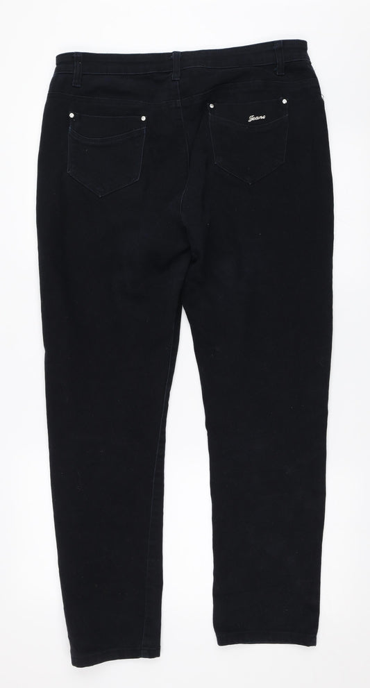 Blue Fashion Womens Black Denim Straight Jeans Size 34 in L29 in