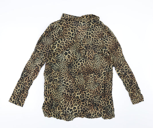RESERVED Womens Brown Animal Print Basic Blouse Size 10
