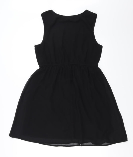 Clockhouse Womens Black Fit & Flare Size 12 - beaded shoulder