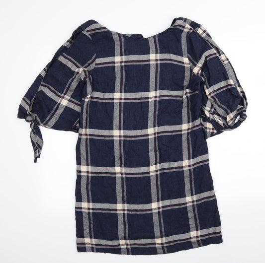 New Look Womens Blue Check Fit & Flare Size 10
