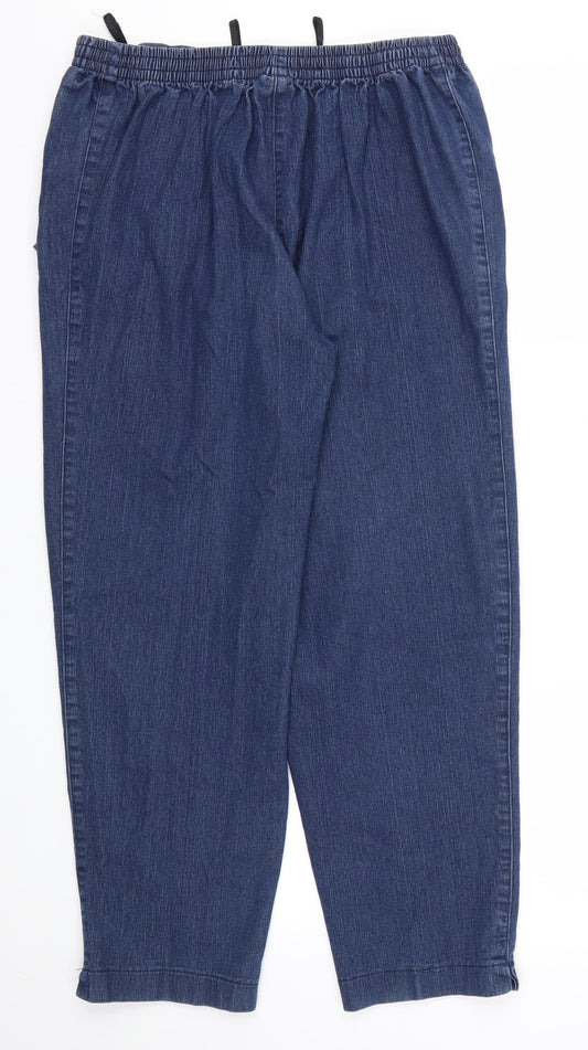 main Womens Blue Straight Jeans Size 12 L26 in - Stretch waistband