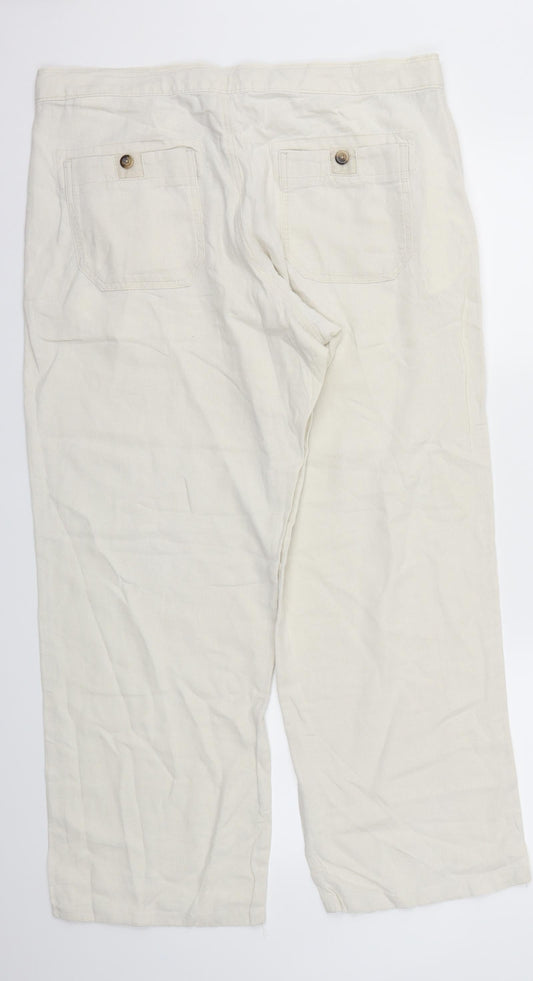 M&S Womens Ivory Houndstooth Trousers Size 36 L29 in