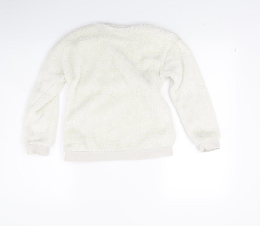 George Girls White Fleece Top Pyjama Top Size 8-9 Years - Snooze