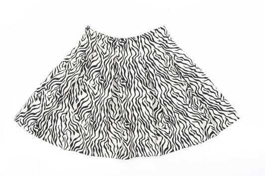 H&M Womens White Animal Print A-Line Skirt Size 8