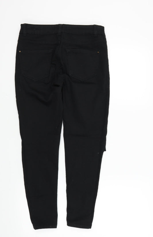 New Look Womens Black Skinny Jeans Size 10 L24 in - Ripped details