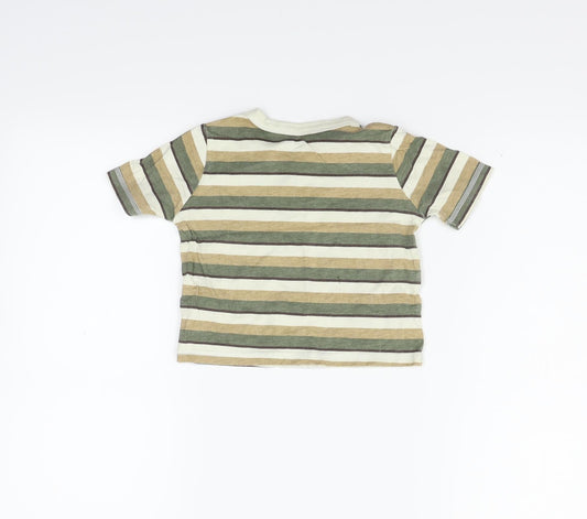 George Girls Beige Striped Basic T-Shirt Size 2 Years