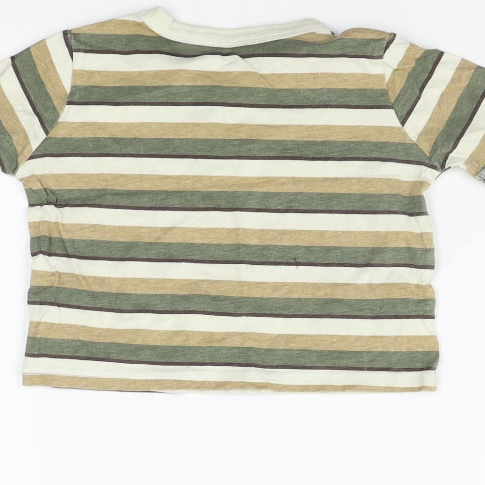 George Girls Beige Striped Basic T-Shirt Size 2 Years