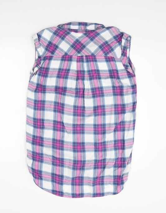 Papaya Womens Blue Check Basic Button-Up Size 10