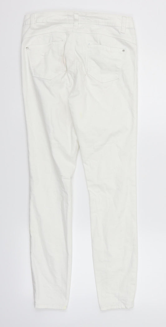deniem & co Womens White Straight Jeans Size 12 L29 in