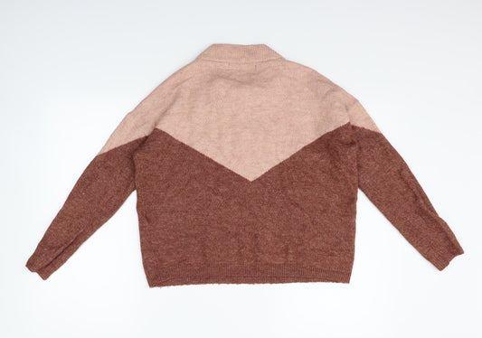 VERO MODA Womens Beige Geometric Pullover Jumper Size S