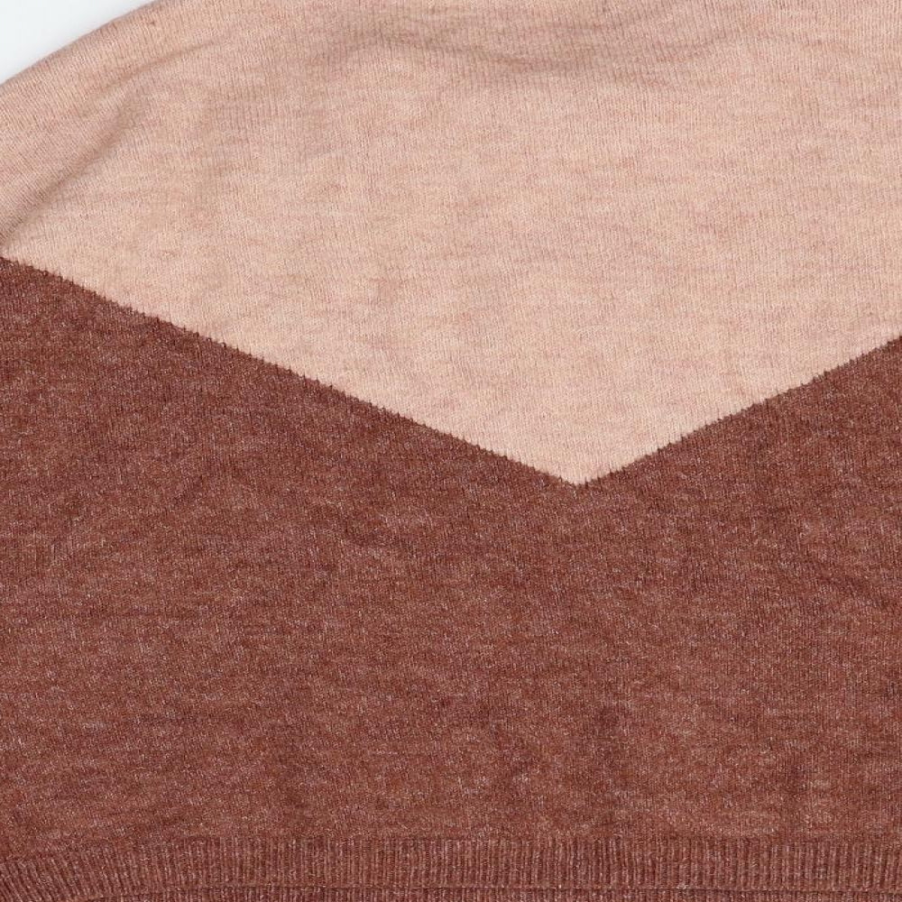 VERO MODA Womens Beige Geometric Pullover Jumper Size S