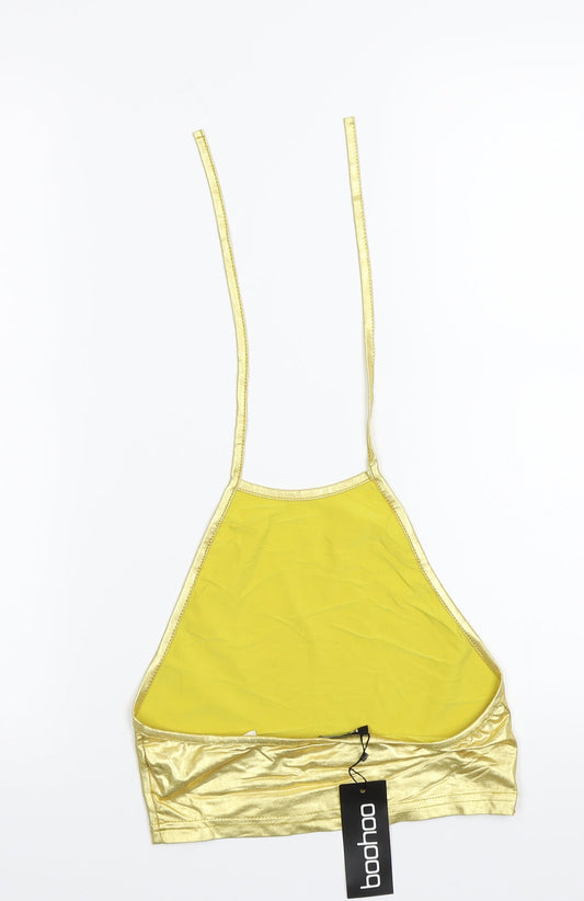 Boohoo Womens Gold Cropped Tank Size 8