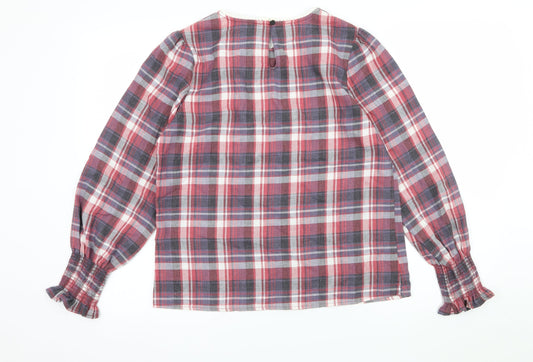 New Look Womens Pink Plaid Basic Blouse Size 10