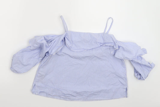 Topshop Womens Blue Striped Basic T-Shirt Size 8