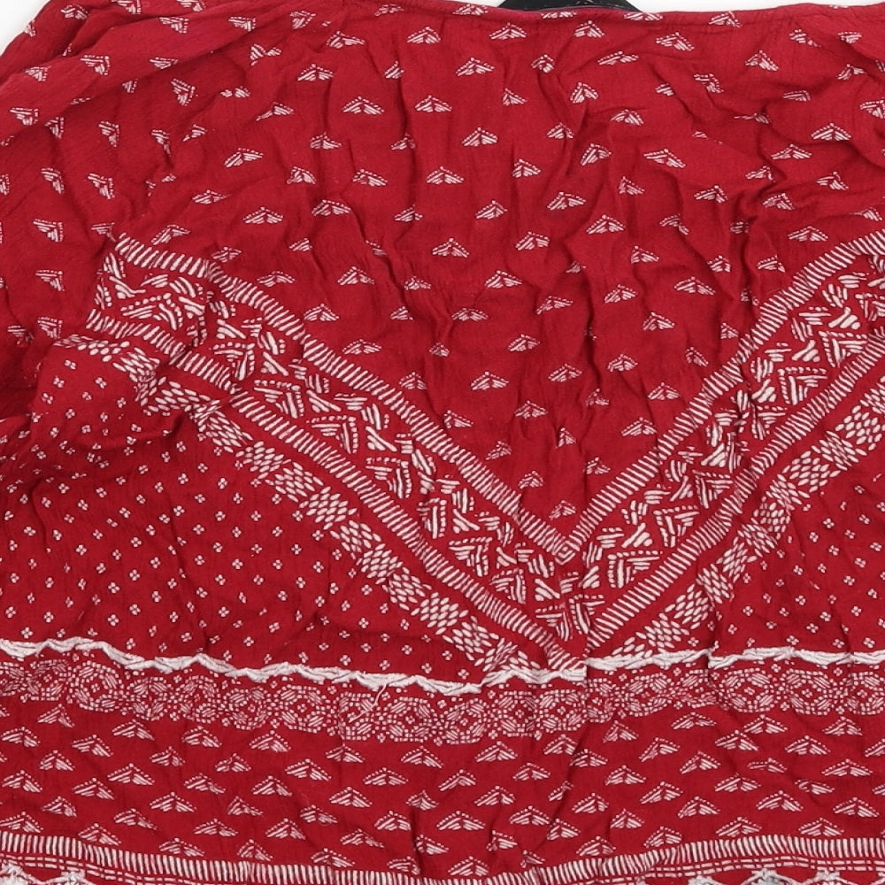 New Look Womens Red Geometric Basic T-Shirt Size 10