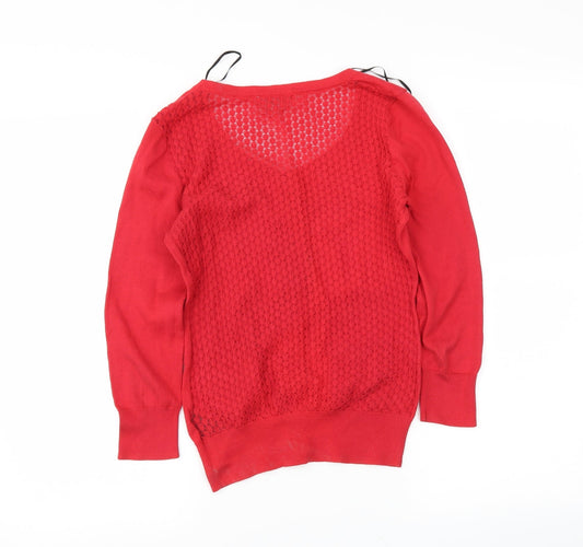 H&M Womens Red Cardigan Jumper Size XS