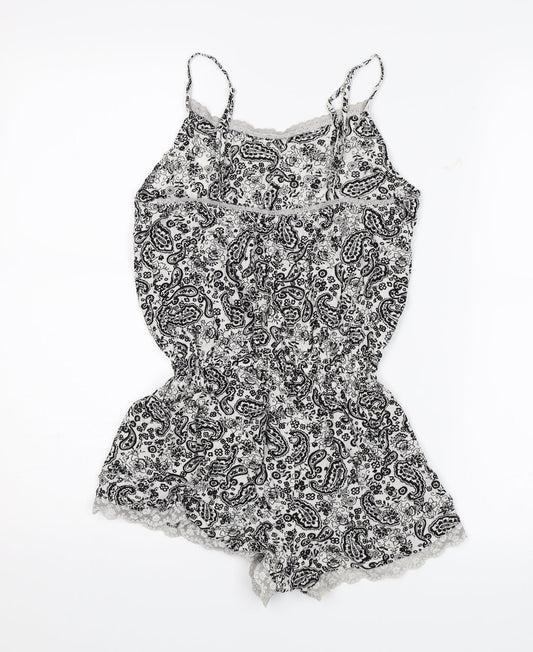 Love to Lounge Womens Black Paisley Romper One-Piece Size 10