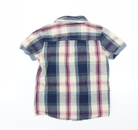 F&F Boys Beige Plaid Basic Button-Up Size 5-6 Years