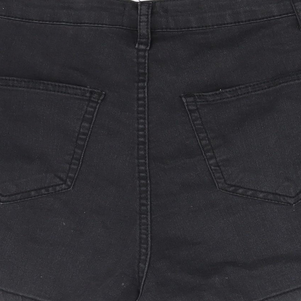 PRETTYLITTLETHING Womens Black Denim Hot Pants Shorts Size 8