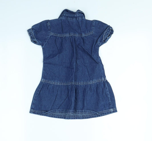 Tiny Ted Girls Blue Pinafore/Dungaree Dress Size 12 Months