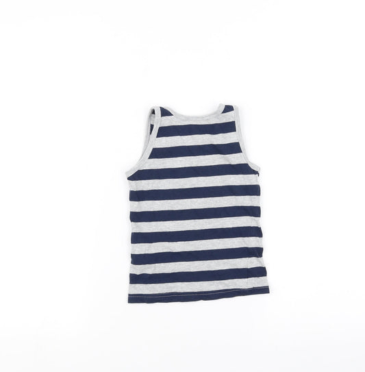 Preworn Girls Grey Striped Basic Tank Size 2-3 Years