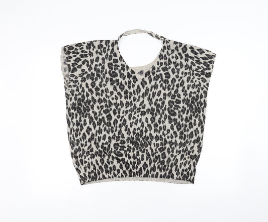 Preworn Womens Black Animal Print Basic T-Shirt Size S