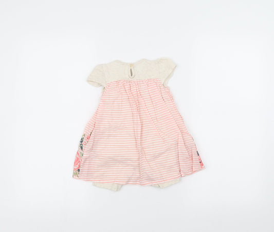 George Girls Pink Striped A-Line Size 9-12 Months