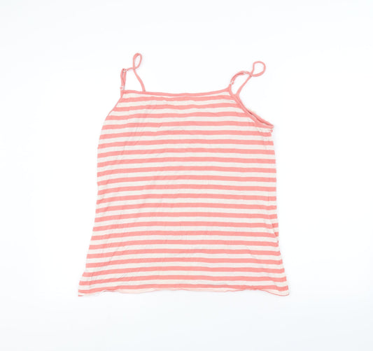 Jolinesse Womens White Striped Basic T-Shirt Size 14