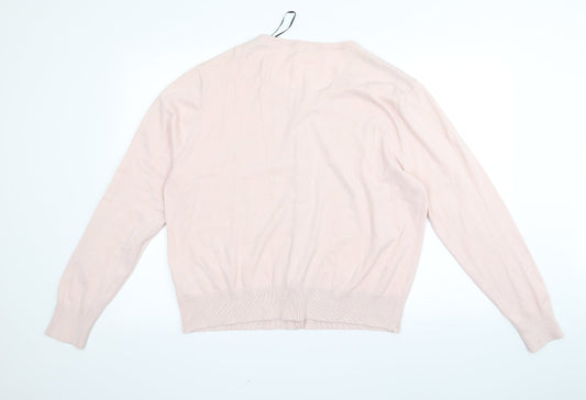 h7M Womens Pink Cardigan Jumper Size L