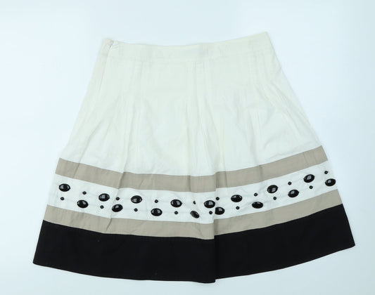 DKNYC Womens White Striped Flare Skirt Size 30 in