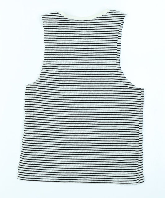 H&M Girls Black Striped Basic Tank Size 7-8 Years