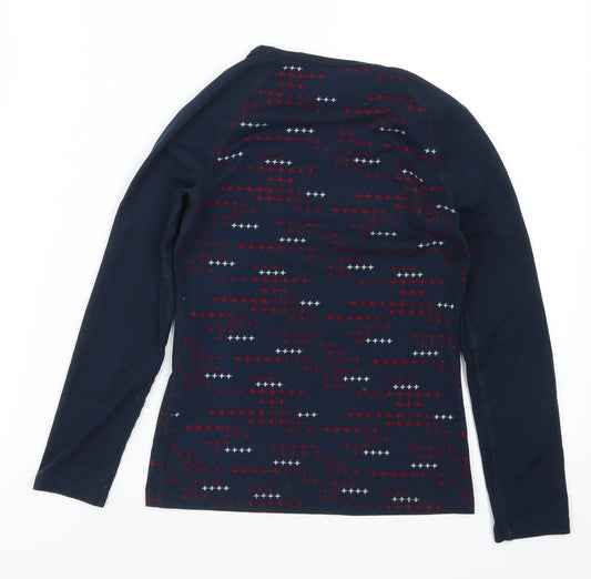 Crae Girls Blue Geometric Basic T-Shirt Size 9-10 Years