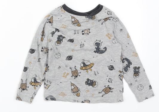 George Boys Grey Basic T-Shirt Size 3-4 Years - Dinosaurs and Aliens