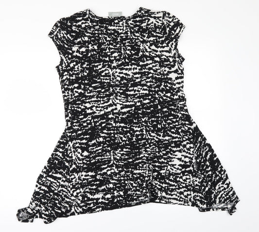 Wallis Womens Black Geometric Basic T-Shirt Size M - SHAPED HEM