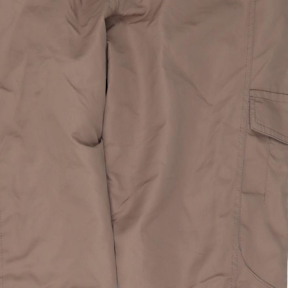 Brand and care label for Bonprix women’s brown rain trousers trousers, size UK 20, 30-inch leg