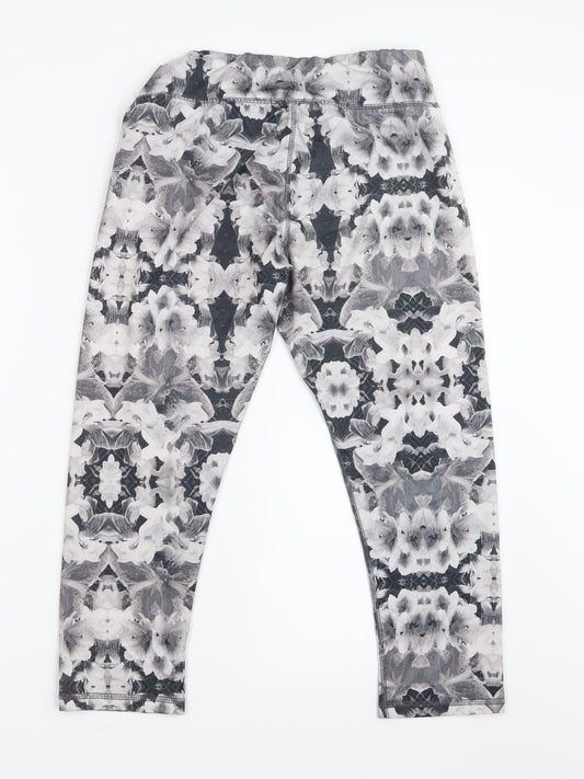 Energie Girls Black Floral Cropped Trousers Size L