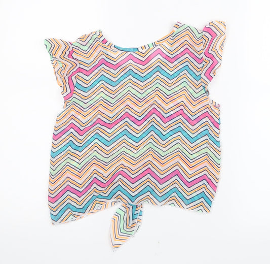 Faded Glory Girls Pink Geometric Mesh Basic T-Shirt Size 10-11 Years