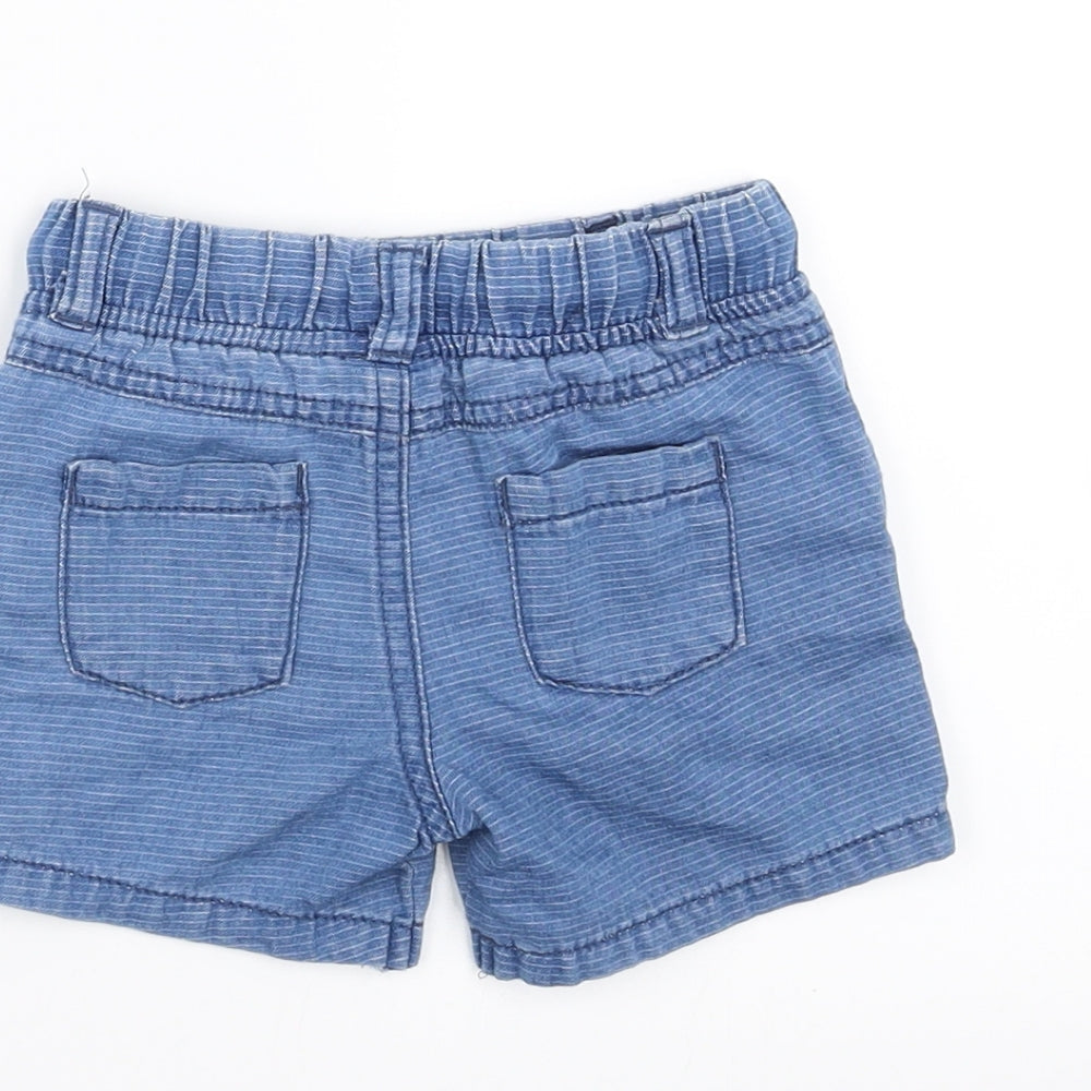 F&F Baby Blue Striped Cropped Trousers Size 6-9 Months - shorts