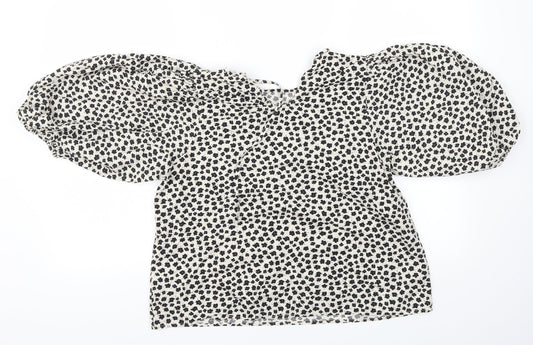 H&M Womens White Floral Basic T-Shirt Size S